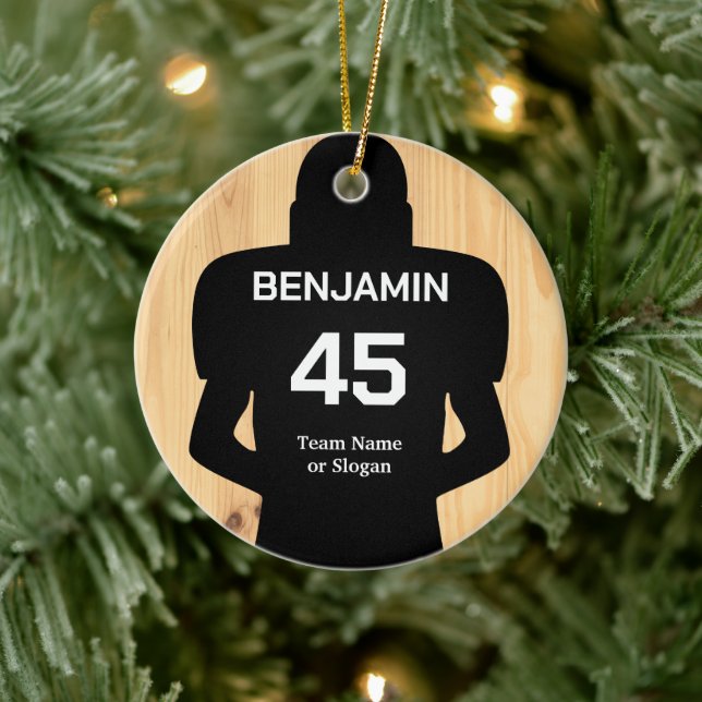 American Football Player with Name & Number 2023 Ceramic Ornament (Tree)