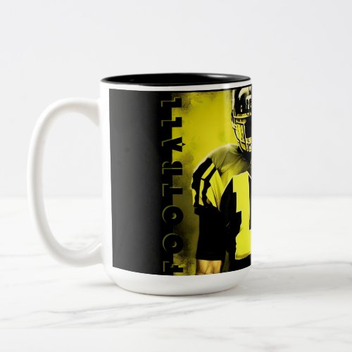 American football player With yellow and black  Ca Two_Tone Coffee Mug