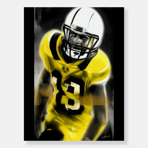 American football player With yellow and black  Foam Board