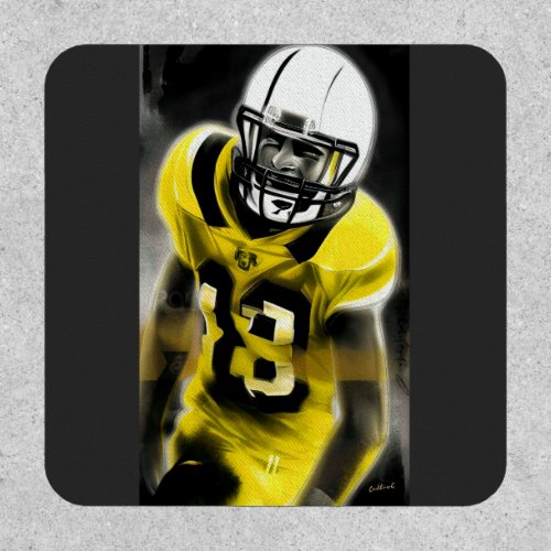 American football player With yellow and black T_S Patch