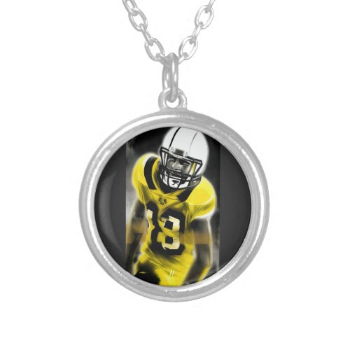 American football player With yellow and black T_S Silver Plated Necklace