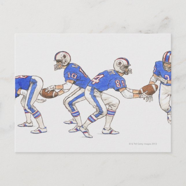 American football players demonstrating moves postcard (Front)
