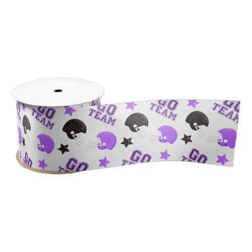 American Football Purple and Black Patterns Satin Ribbon