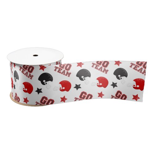 American Football Red and Black Patterns Satin Ribbon