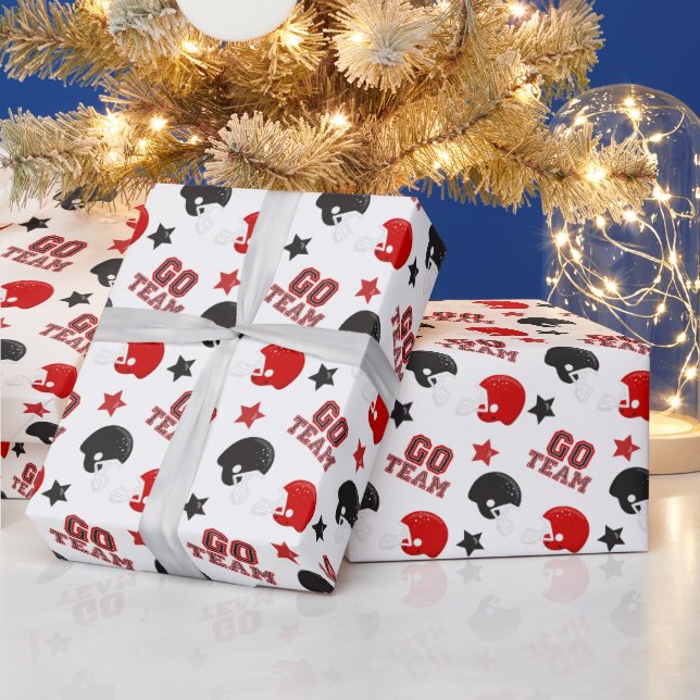 American Football Red and Black Patterns Wrapping Paper (Holidays)