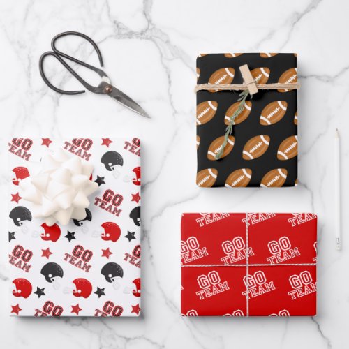 American Football Red and Black Patterns Wrapping Paper Sheets