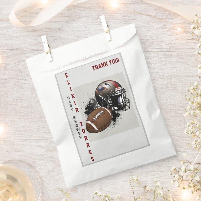 American Football Red & Black Baby Shower Favor Bag (Clipped)