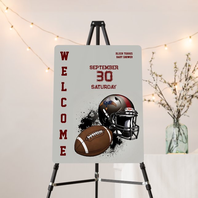 American Football Red & Black Baby Shower Foam Board (In Situ (Stand))