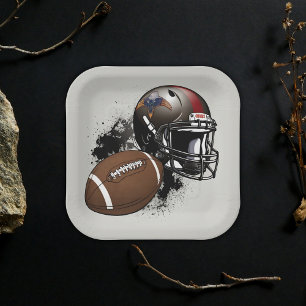 American Football Red & Black Baby Shower Paper Plates