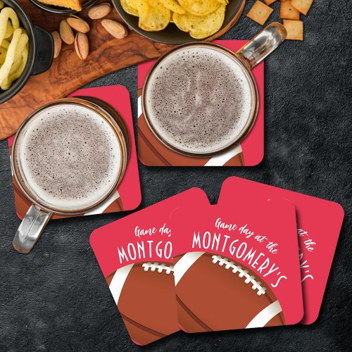 American Football Red Square Paper Coaster