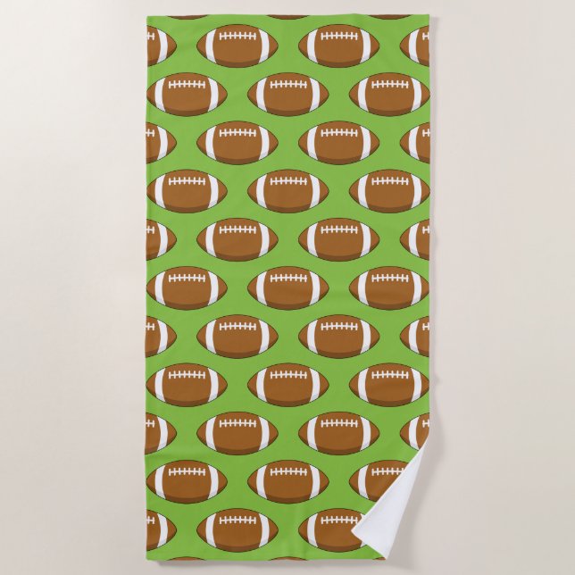 American Football Rugby Ball Pattern Beach Towel (Front)