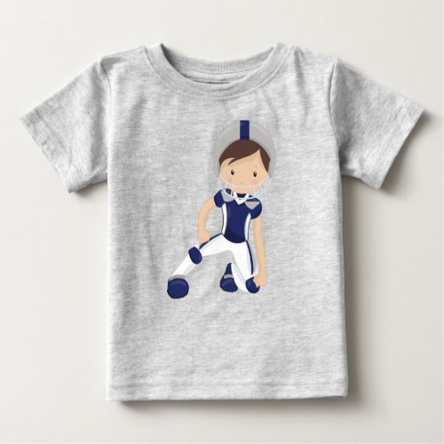 American Football Rugby Cute Boy Brown Hair Baby T_Shirt