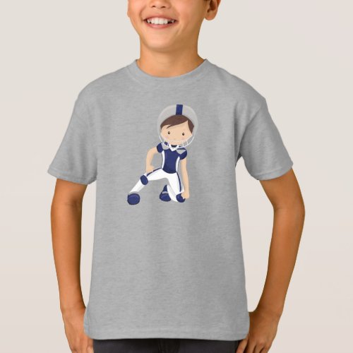 American Football Rugby Cute Boy Brown Hair T_Shirt