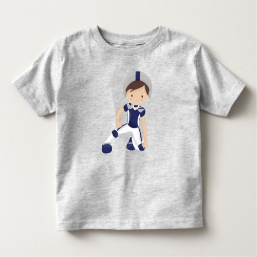 American Football Rugby Cute Boy Brown Hair Toddler T_shirt