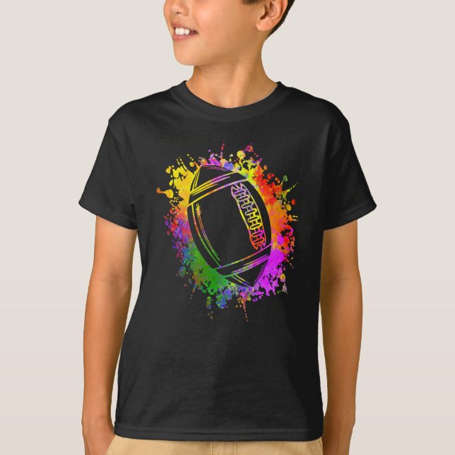 American Football Rugby Watercolor Splashes T-Shirt (Front)