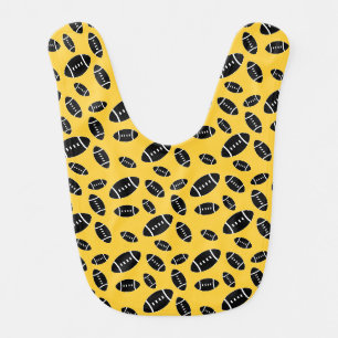 American football rugby yellow background baby bib