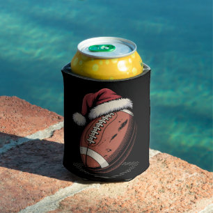 American Football Santa Hat Sports Christmas Xmas  Can Cooler