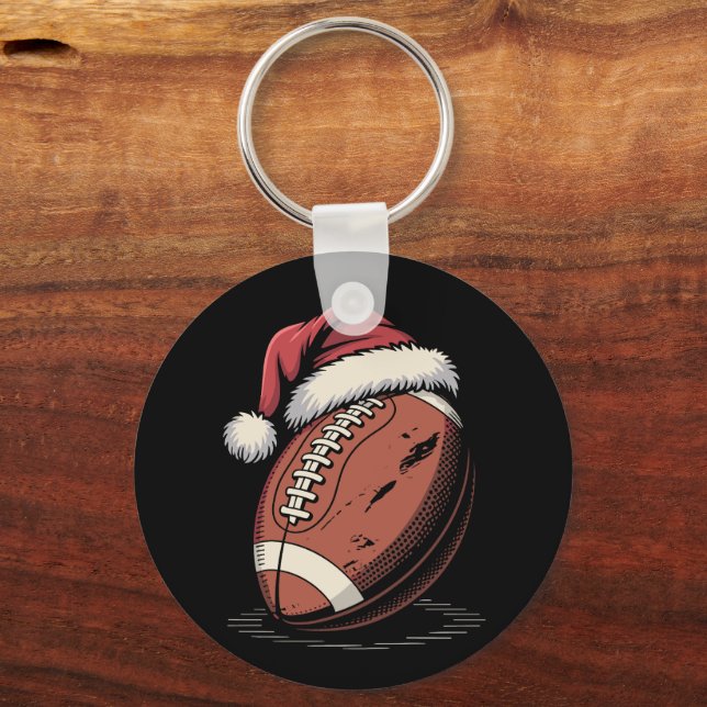 American Football Santa Hat Sports Christmas Xmas  Keychain (Front)