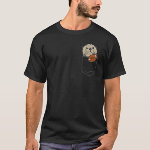 American Football Sea Otter Pocket Sports Men Wome T_Shirt
