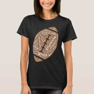 American Football Silhouette Ball Word Cloud Footb T-Shirt