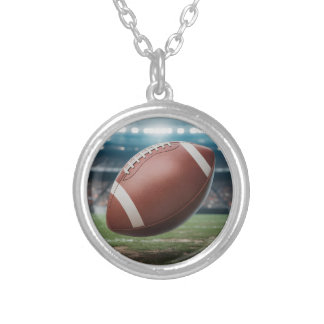 American Football Silver Plated Necklace