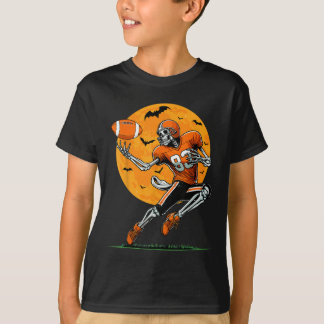American Football Skeleton Boys Halloween Football T-Shirt