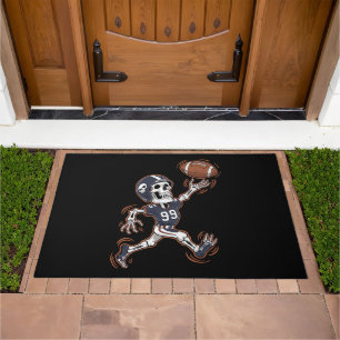 American Football Skeleton Halloween Football Doormat