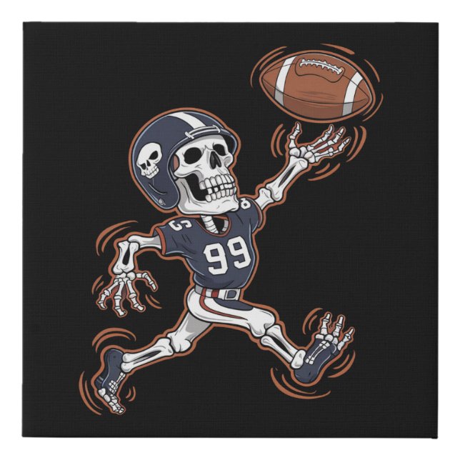 American Football Skeleton Halloween Football  Faux Canvas Print (Front)