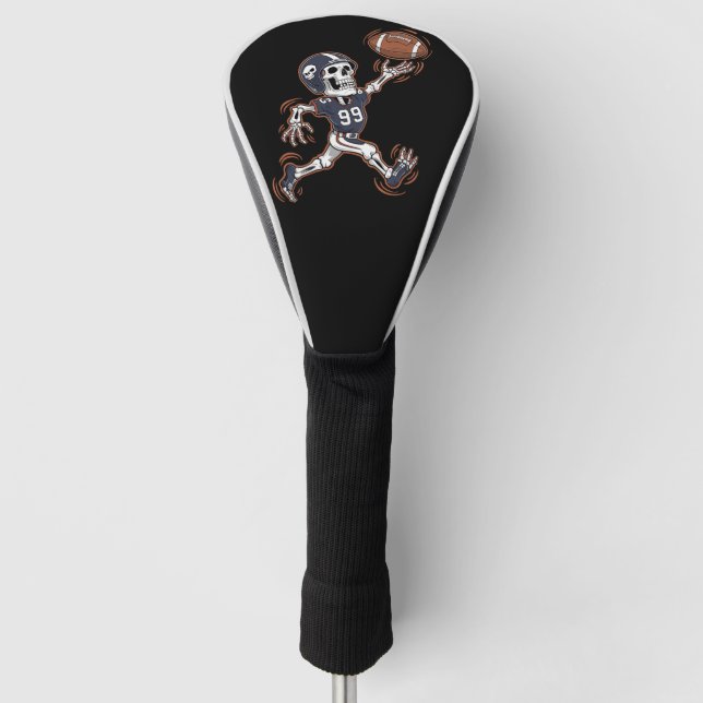 American Football Skeleton Halloween Football  Golf Head Cover (Front)