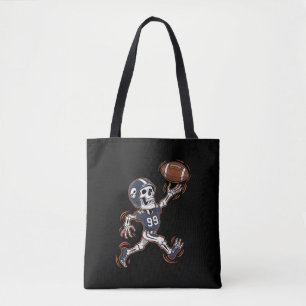 American Football Skeleton Halloween Football Tote Bag