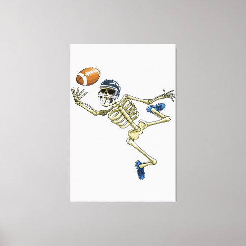 American Football Skeleton Halloween Men Boys Foot Canvas Print
