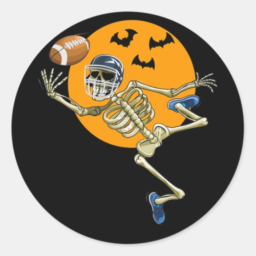 American Football Skeleton Halloween Men Boys Foot Classic Round Sticker