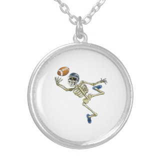 American Football Skeleton Halloween Men Boys Foot Silver Plated Necklace