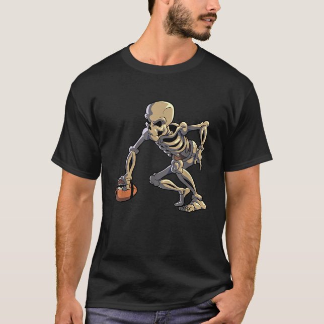 American Football Skeleton Halloween Men Boys Foot T-Shirt (Front)