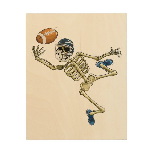 American Football Skeleton Halloween Men Boys Foot Wood Wall Art