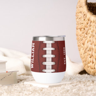 American Football Skinny Ruby Ball Team Name Thermal Wine Tumbler