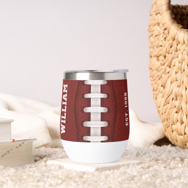 American Football Skinny Ruby Ball Team Name Thermal Wine Tumbler (Living Room)
