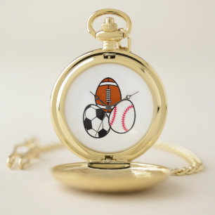 American Football Soccer Sports Baseball Easter Pocket Watch