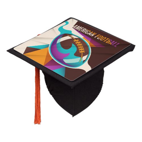 American Football Sport Ball Abstract Graduation Cap Topper