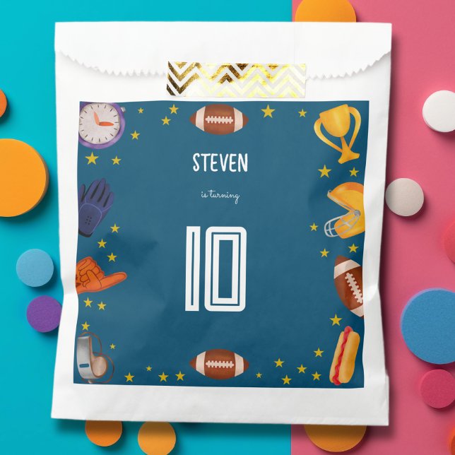 American football sport ball blue kids birthday favor bag (Creator Uploaded)