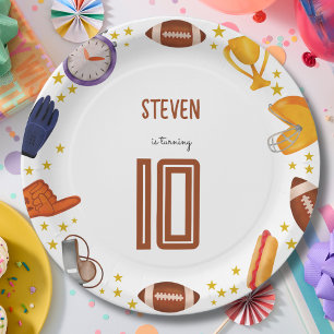 American football sport ball kids birthday paper plates