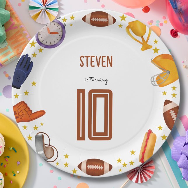 American football sport ball kids birthday paper plates (Creator Uploaded)