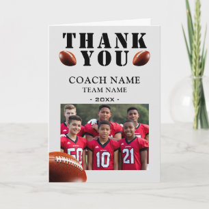 American Football Sports Photo Coach  Letterpress Thank You Card