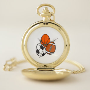 American Football Sports Soccer Basketball Easter Pocket Watch