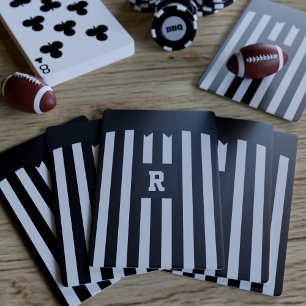 American Football Sporty Monogram Referee Striped Poker Cards
