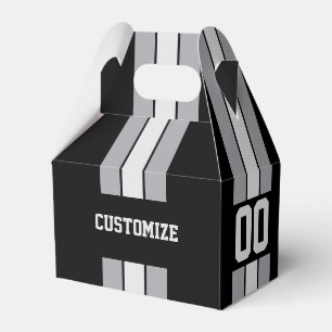 American Football Team Colors Black And Silver Favor Boxes