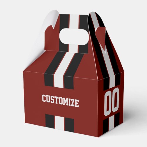 American Football Team Colors Red And Black Favor Boxes