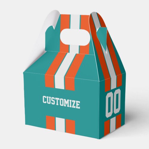 American Football Team Colors Turquoise And Orange Favor Boxes