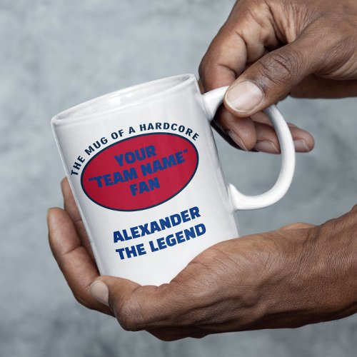 American Football Team Name Fan Blue Red Coffee Mug