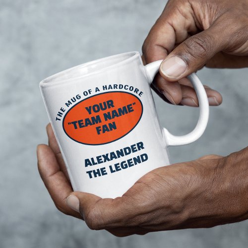 American Football Team Name Fan Navy Blue Orange Coffee Mug